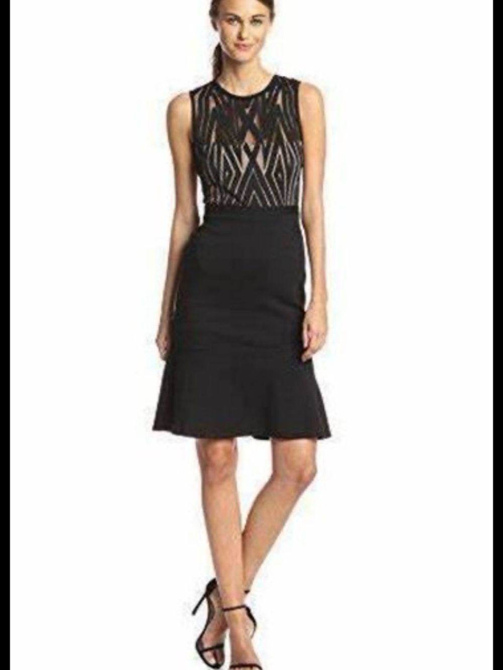 BCBGMaxAzria Black Satin and Mesh Dress size 0 beautiful!